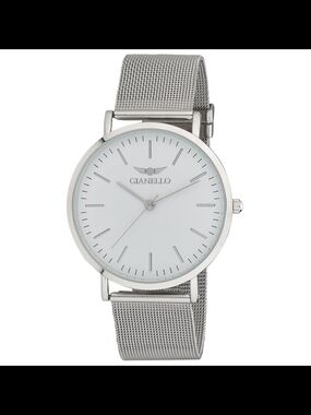 Gianello Stainless Steel Case Back Slim Case Mesh Bracelet Watch Italian Design